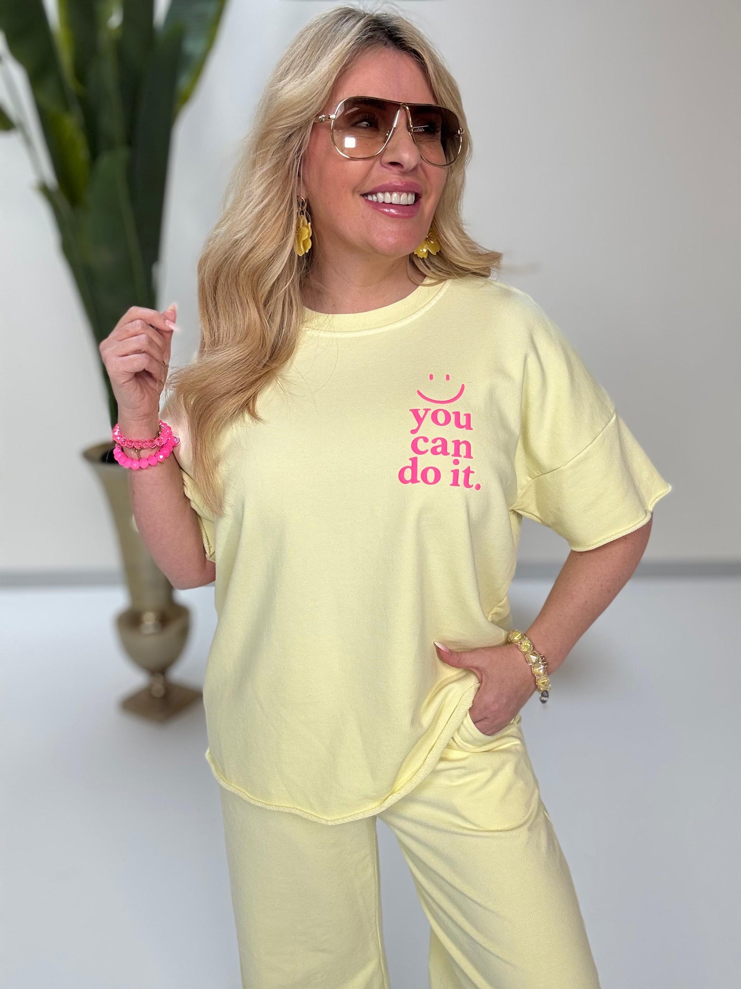 Statement Shirt YOU CAN DO IT buttermilk lemon