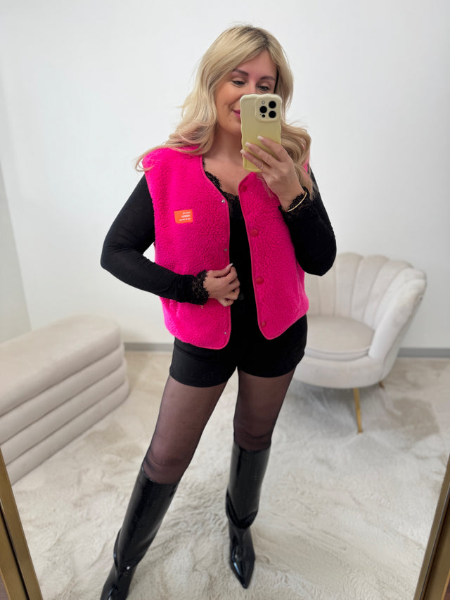 Teddyweste pink Lover mit Patch orange