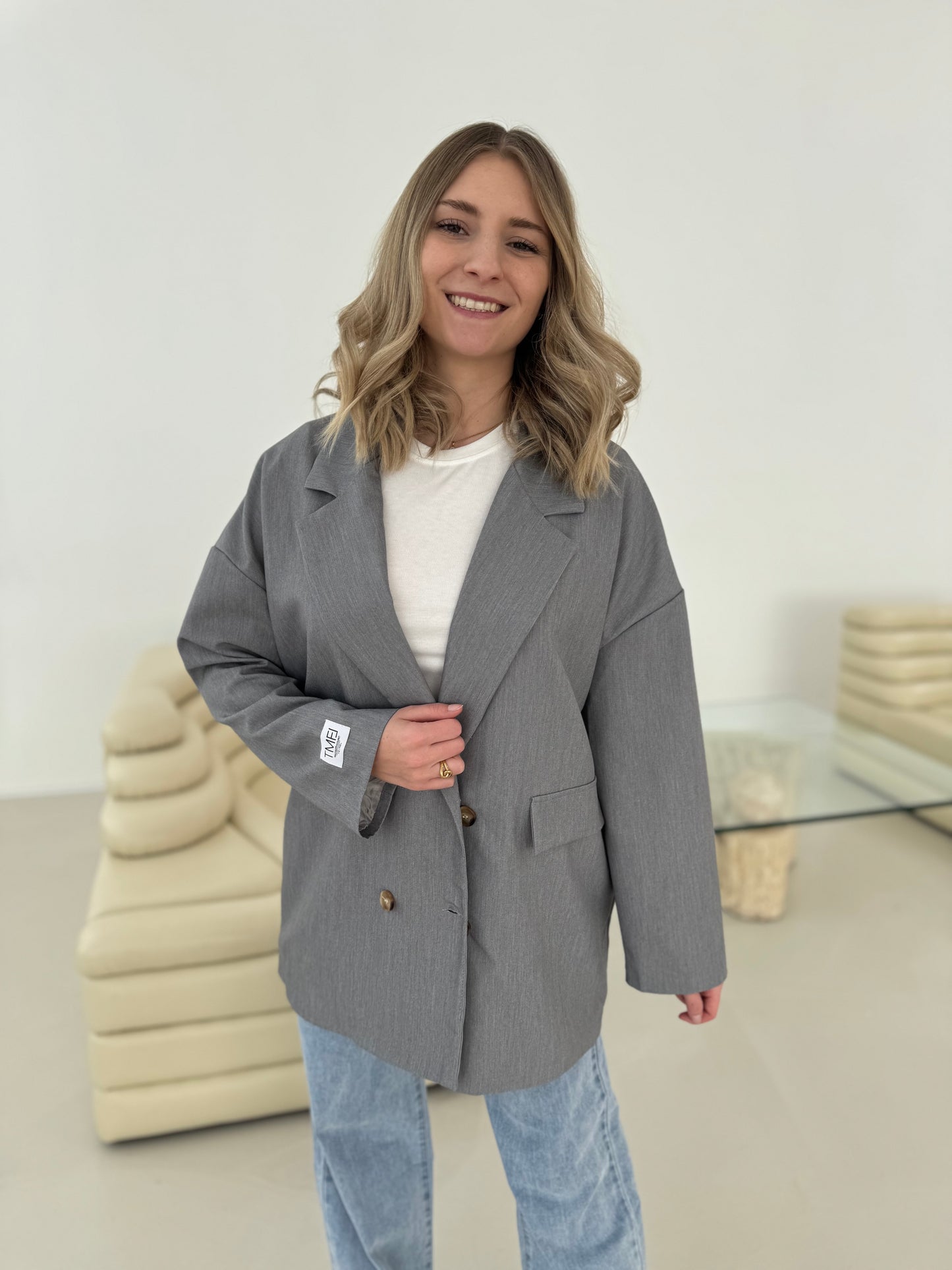 Signature Blazer mit Patch grau