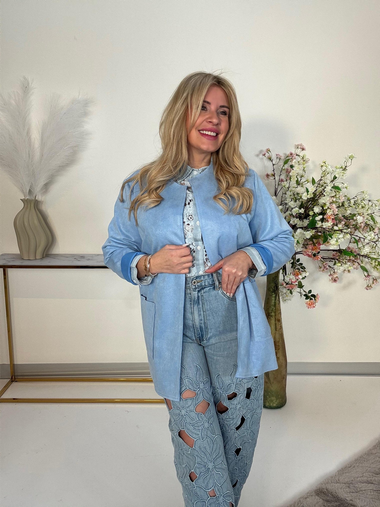 Velours Blazer himmelblau SOFT TOUCH