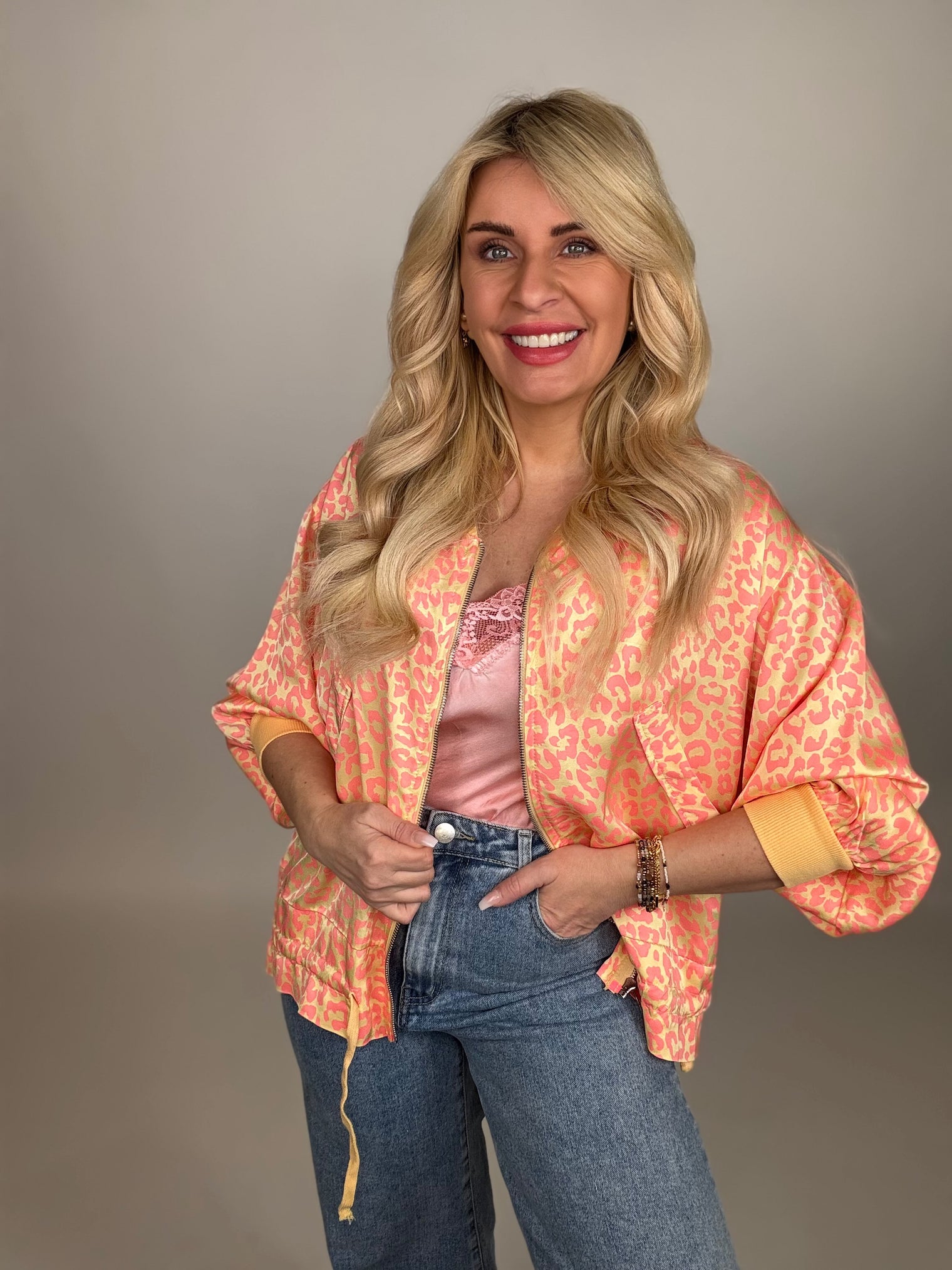 Zipper Jacke LEO LOVER Peach gelb