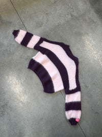 Strickpullover mit Patch pflaume/rosa