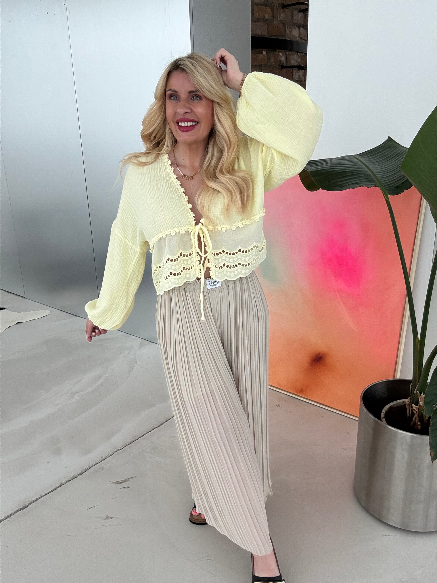 Signature Plisseehose mit Patch BEIGE