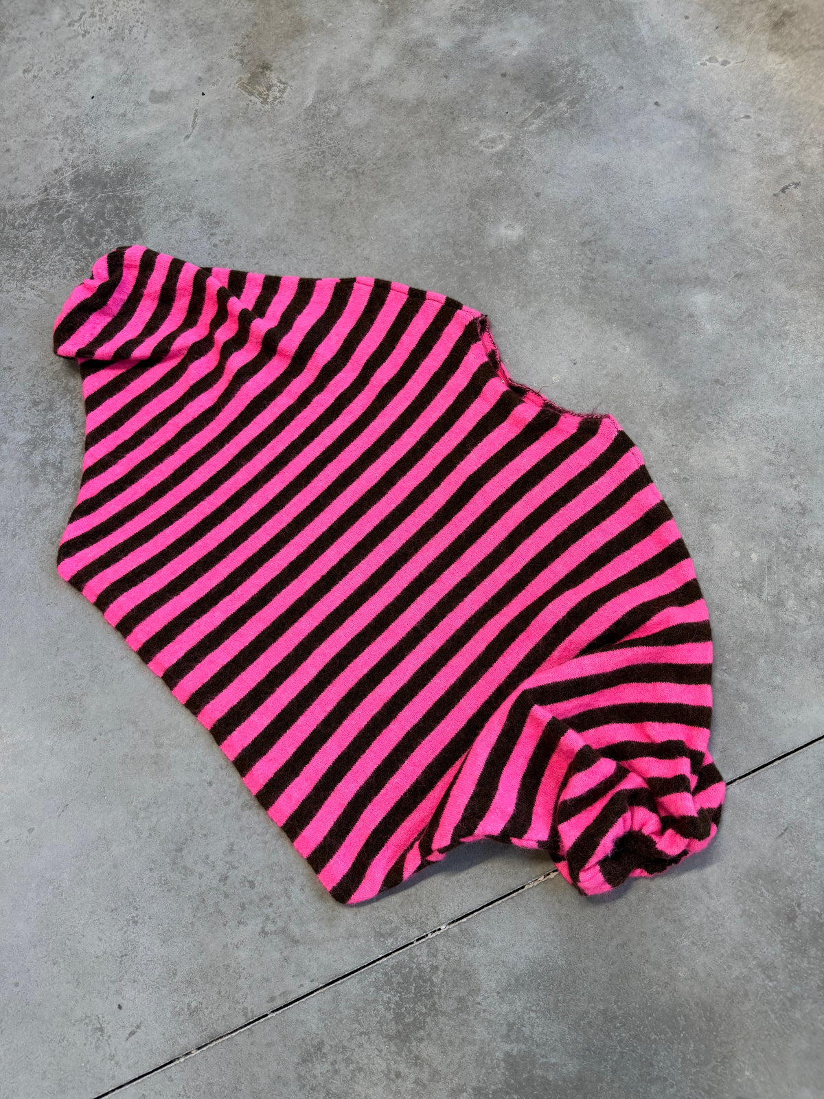 Oversize Strickpullover Stripes mit Alpakaanteil Chokolate pink