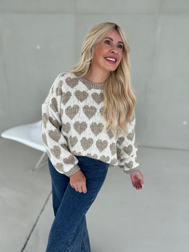 Signature Pullover BIG HEARTS creme&beige