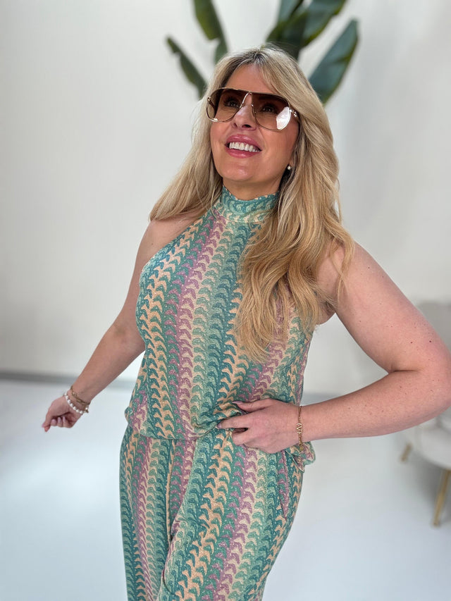 Top ELEGANT MODE grün/mint/beige/rose