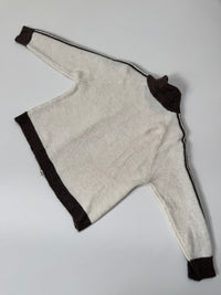 Kuschelweiche Zipper Strickjacke mit seitlichen Streifen creme/taupe