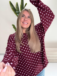 Longsleeve DOTS mit leicht ausgestelltem Ärmel burgundy