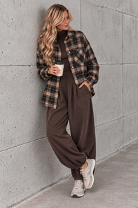 Weiches Oversize Flanellhemd kariert schwarz/creme