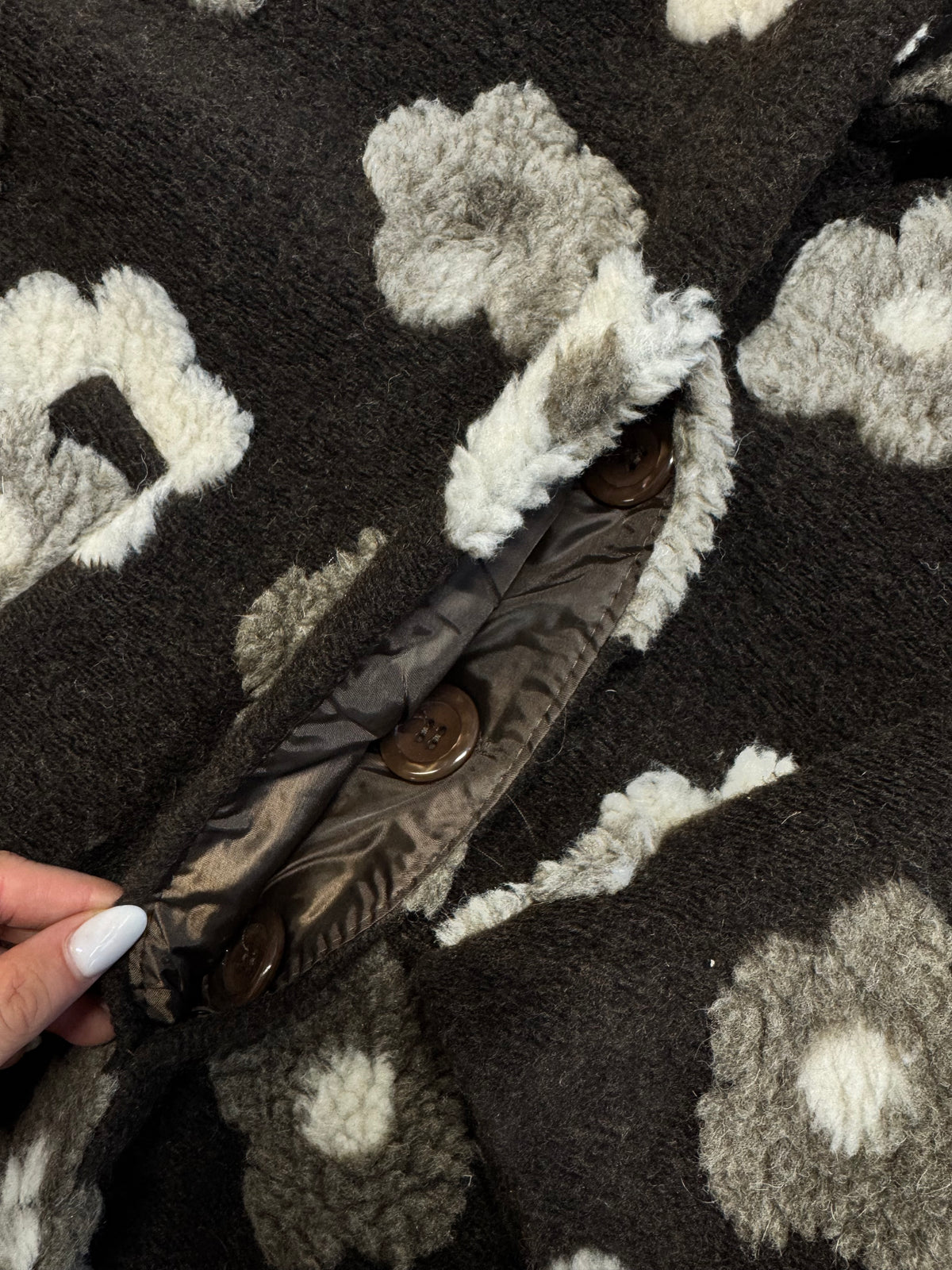 Jacke FLEUR DE LUXE mit 3D-Blütenapplikation chocolate