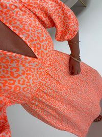 Signature Musselin Kleid weiß LEO LOVER orange