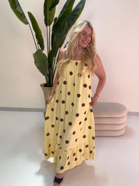 Luftiges Sommer Kleid BIG POLKA DOTS buttermilk lemon/coffee