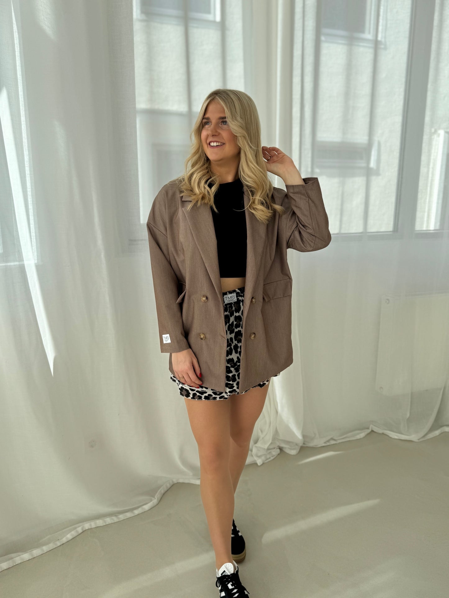 Signature Blazer mit Patch taupe