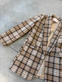 Karierter Long Blazer/ Kurz Mantel in Beige