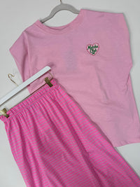Statement Shirt rosa MATCHA CLUB mit gesticktem Herz