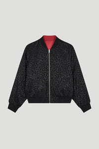 OH APRIL Elin Reversable Bomber Jacket Leo Black/ Maroon