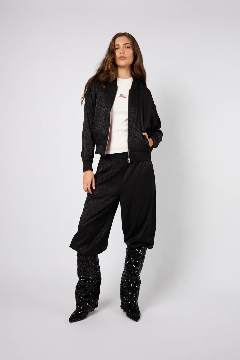 OH APRIL Elin Reversable Bomber Jacket Leo Black/ Maroon