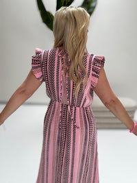 Signature Boho Musselin Kleid rosa EDGY ETHNO POWER braun/creme