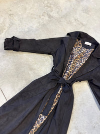 Velours Trenchcoat COZY KISS mit LEO Innenfutter schwarz