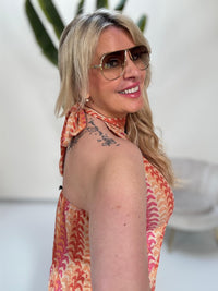 Top ELEGANT MODE orange/rot/gold/pink