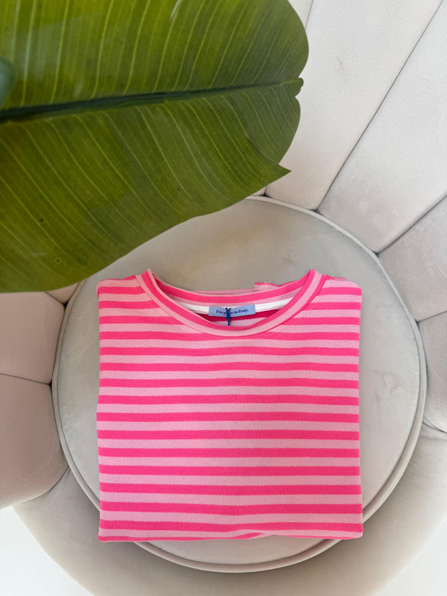 Statement Shirt pink gestreift SOLEIL mit Rückenprint
