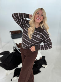 Strickpullover Polo coffee AMOUR pink