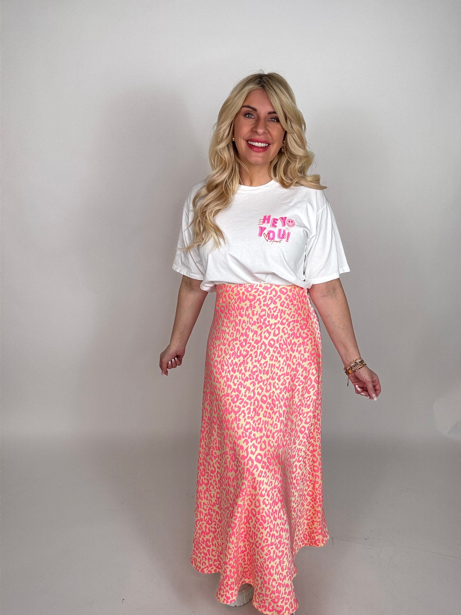 Rock mit Seide pearl LEO LOVER gelb peach