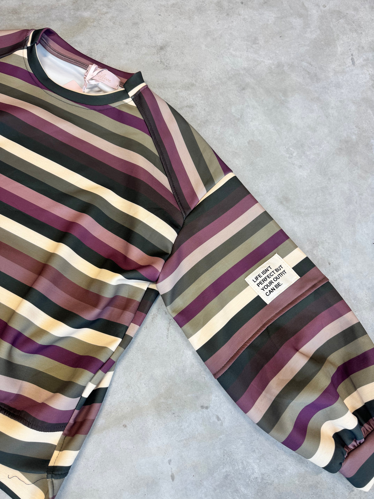 Butterstoff Sweater PERFECT OUTFIT Burgundy Kaki Stripes