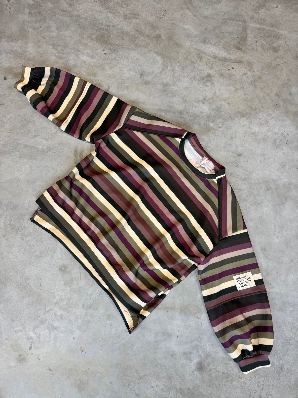Butterstoff Sweater PERFECT OUTFIT Burgundy Kaki Stripes