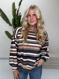 Butterstoff Sweater mit Patch am Ärmel schwarz/braun/beige/creme/grau