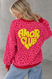 Sweater mit Rückenprint AMOR CLUB rot leo