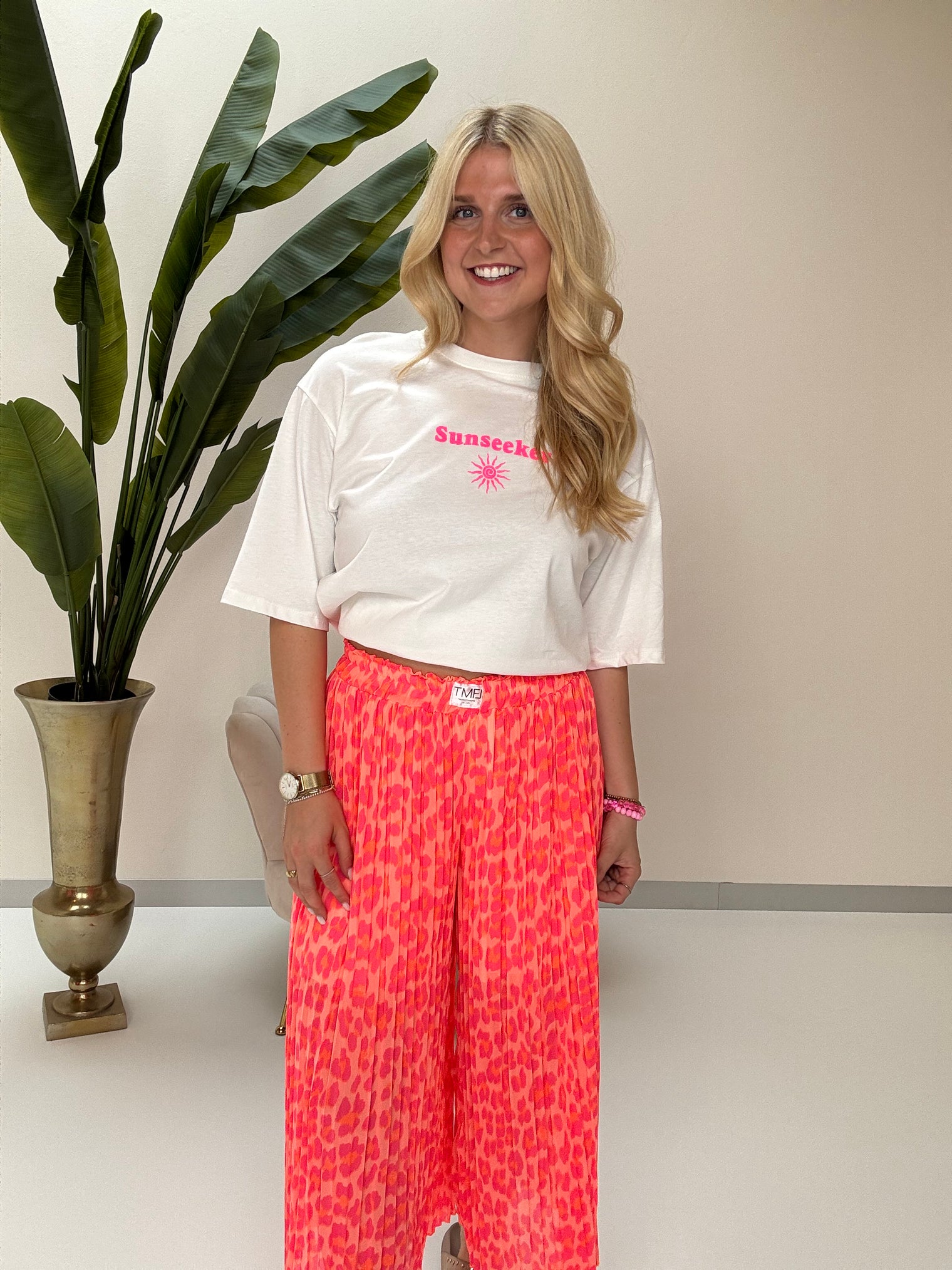 Signature Plisseehose apricot LEO POWER pink/orange