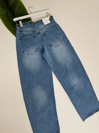 Straight High Rise Jeans mit umgeklapptem Fashion Bund