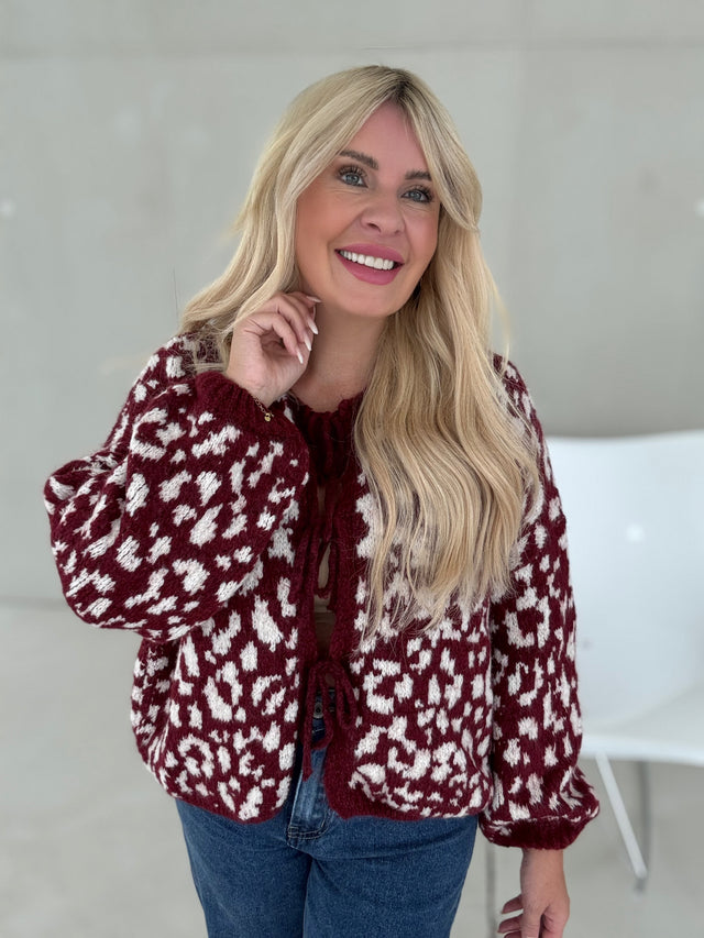 Strickjacke BURGUNDY LEO zum binden