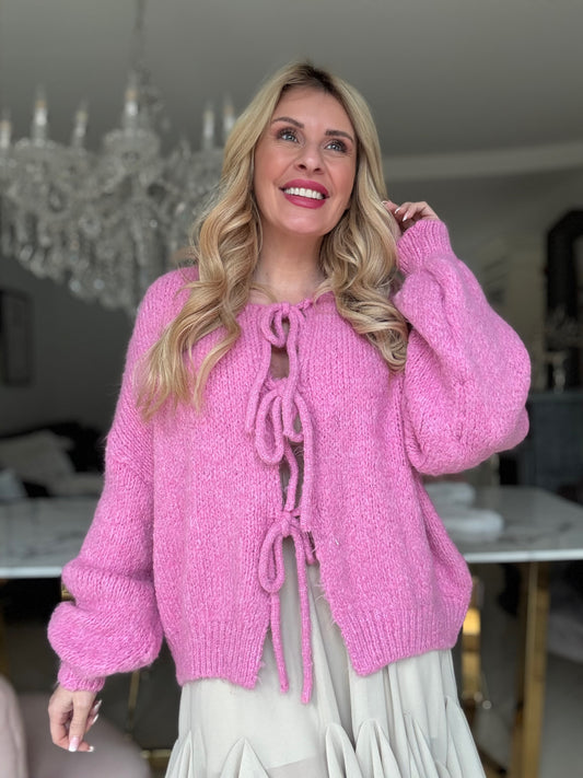 Strickjacke zum binden in Pink 7003-3073