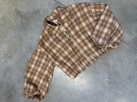 Cropped Flanell Jacke KARO beige/creme