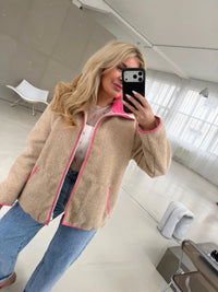 Jacke WARM FEELING beige/pink