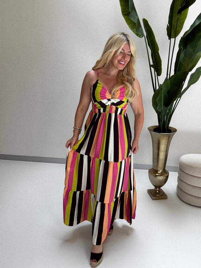 Luftiges Sommer Kleid FOREVER A BOHO GIRL rosa/grün/orange/braun