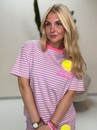 Gestreiftes Baumwoll Shirt KEEP IT SIMPLE rosa/flieder