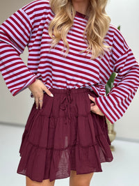 Longsleeve mit leicht ausgestelltem Ärmel STRIPES burgundy/hellblau