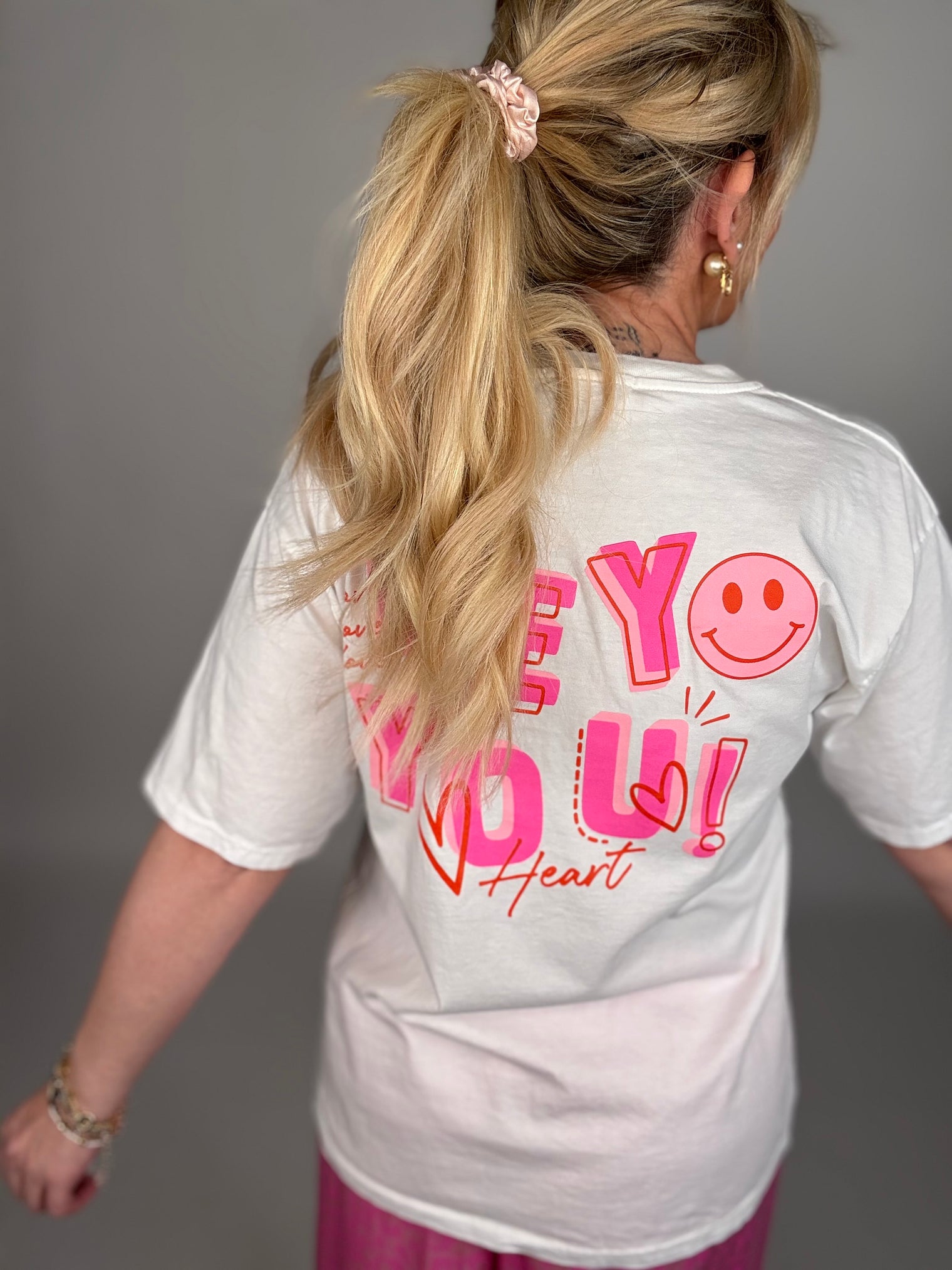 Statement Shirt hey you Smily weiß