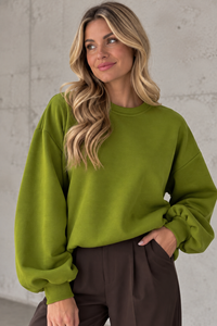 Butterstoff Pullover mit Gummizug unten grün