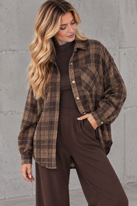 Weiches Oversize Flanellhemd kariert toffee/chocolate