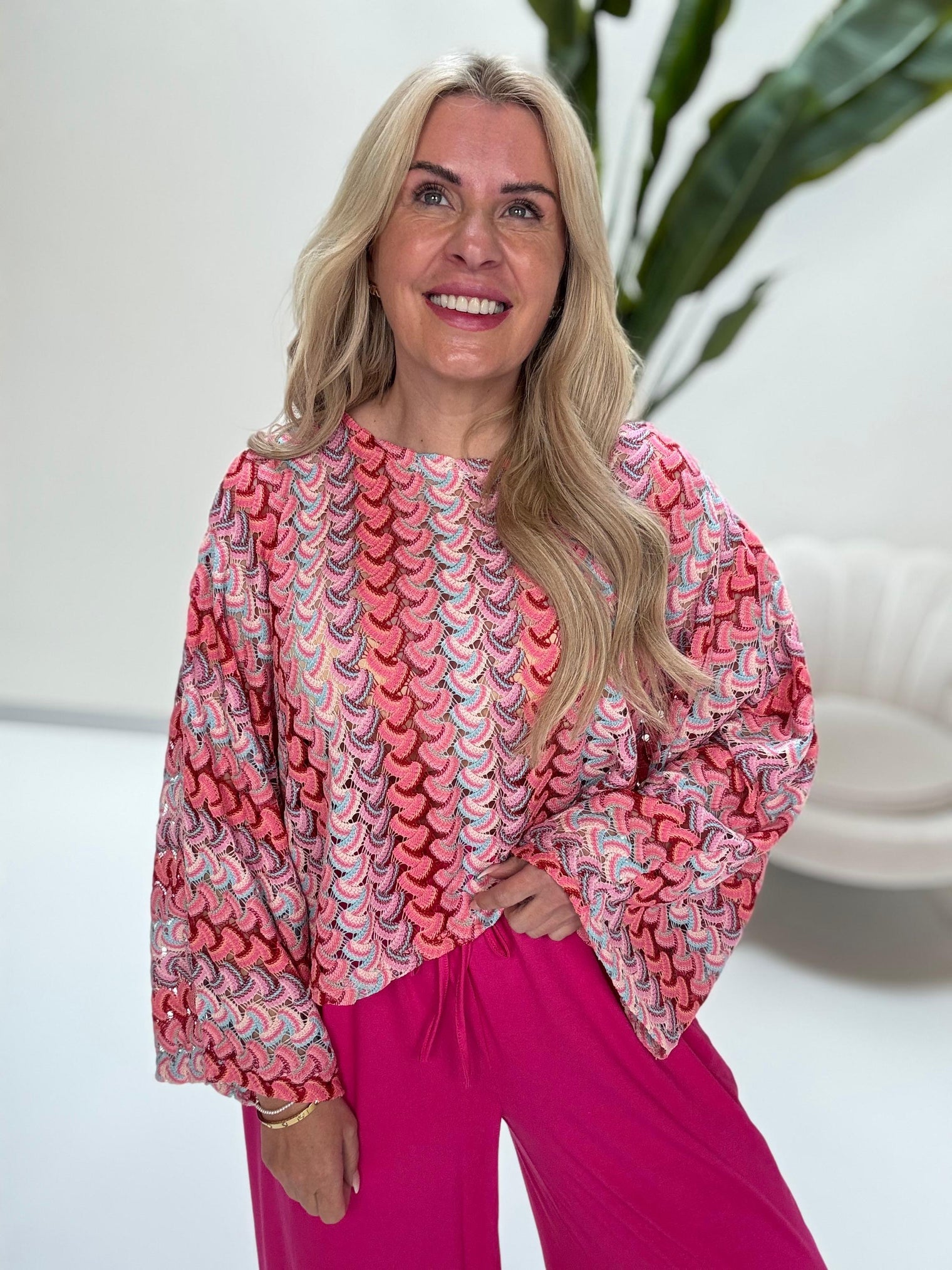 Strick Shirt SUMMER HOT pink multi