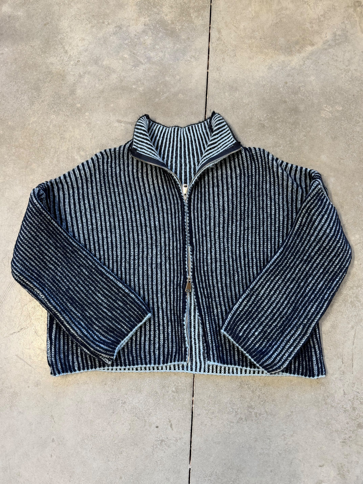 Strickjacke ZIPPER STRIPES navy