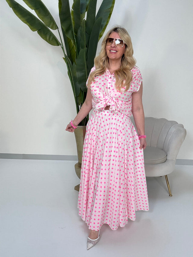 Rock weiß POLKA DOTS pink