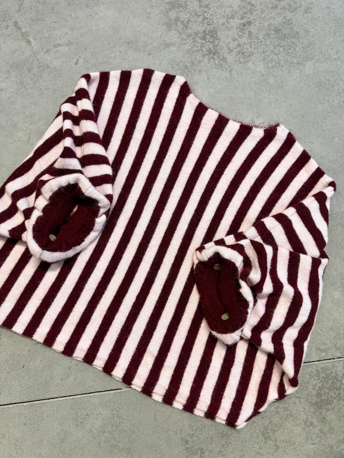 Oversize Strickpullover Stripes mit Alpakaanteil ruby red/light rosé
