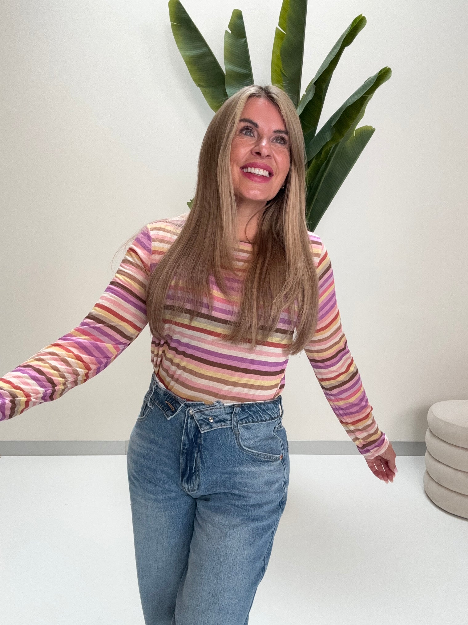 Comfy Stretchy Cashmere Langarmshirt flieder/lila/buttermilk