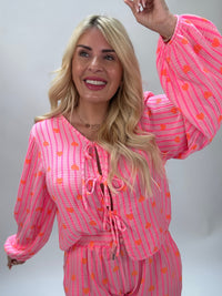 Musselin Bluse rosa HEART ATTACK pink I orange Herzen | mit Schleifen