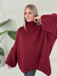 Kuschelweicher OVERSIZE Strickpullover burgundy